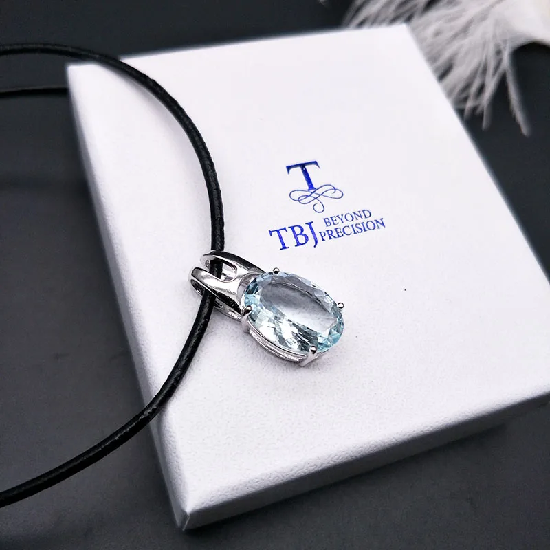 TBJ 100% натуральная Аквамарин подвески с гравировкой аккордом чорд ожерелье