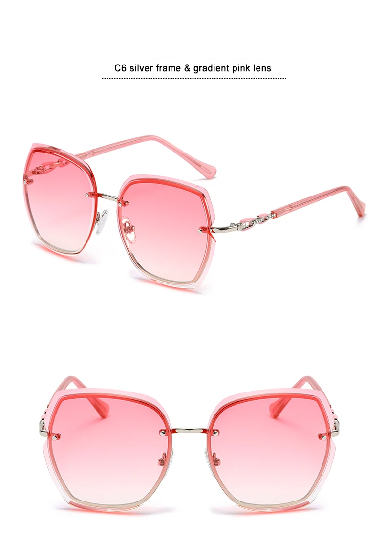 gradient pink Blanche Michelle, модные негабаритные солнцезащитные очки для женщин, UV400, фирменный дизайн, без оправы, квадратные солнцезащитные очки для женщин, lentes de sol mujer - Цвет линз: gradient pink