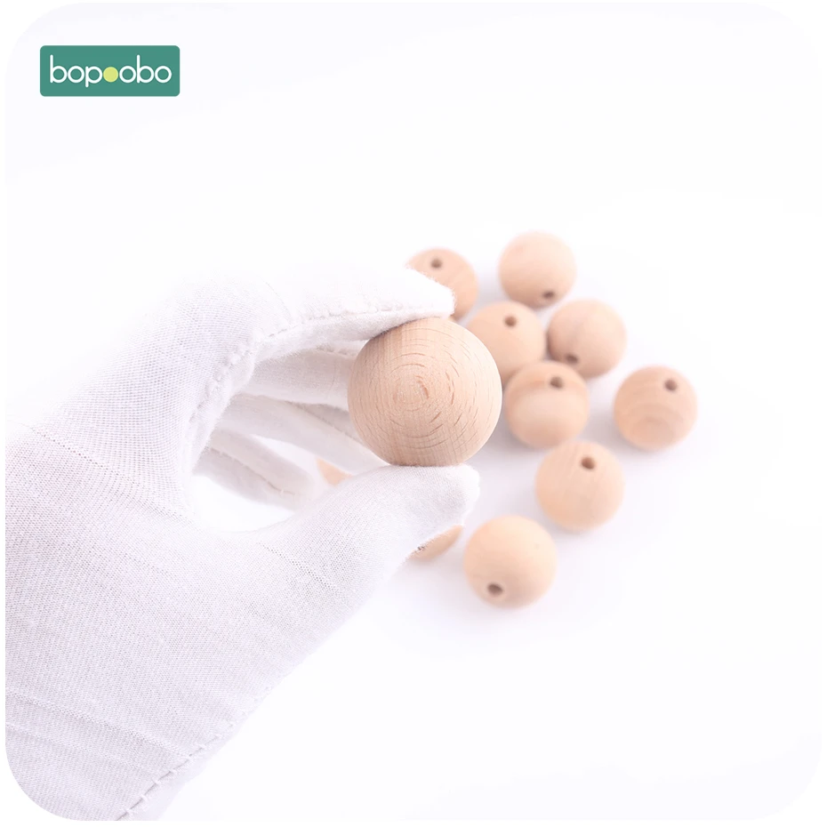 Bopoobo 100 ПК 8-25 мм буковая древесина Прорезыватель с деревянным жевательные бусины