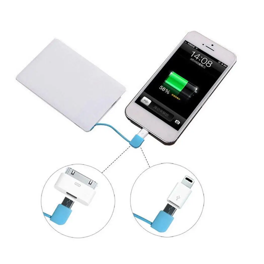 Мини Портативный с зарядным кабелем телефон пластиковый power bank Мобильный 2000mAh