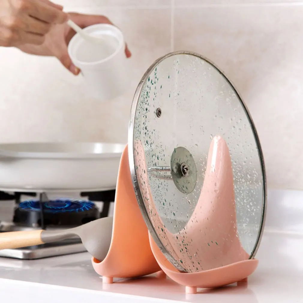 

Household Spoon Stand Useful Kitchen Plastic Pan Pot Lid Cover Stand Holder Shelf Rack Tool Kitchen Supplies