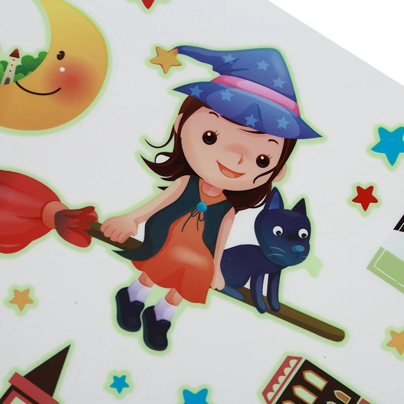 Флуоресцентные наклейки для детской спальни светящиеся звезды ведьма милые