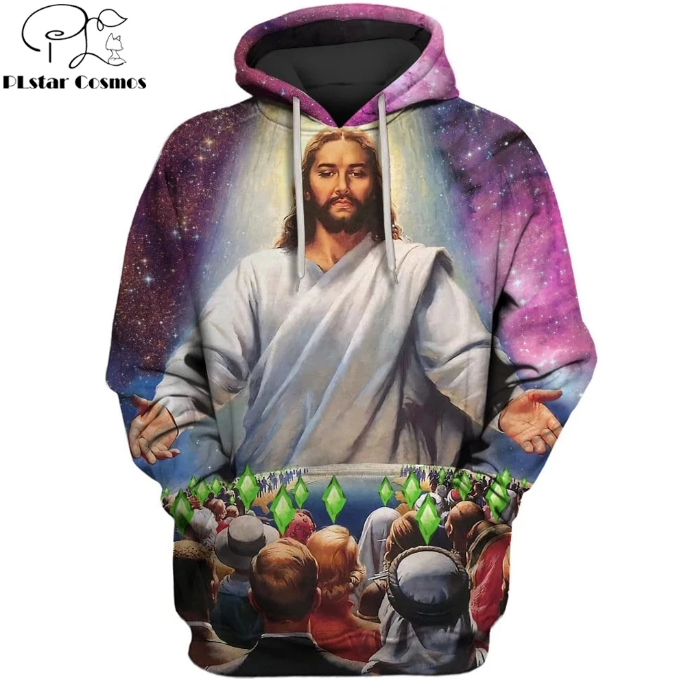 Прямая поставка 2019 модные мужские толстовки с капюшоном и принтом Иисуса