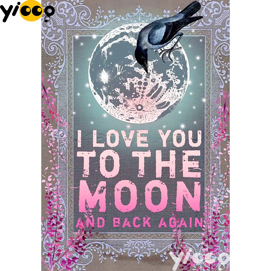 5D алмазная живопись вышивка Love You Back to the Moon квадратная/круглая мозаика украшение