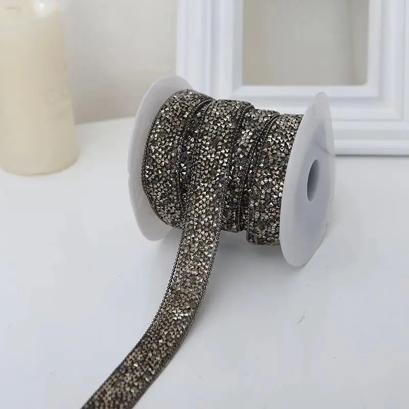 

1 Yard Sewing Crystal Motif Strass Hot Fix Rhinestone Trim Applicator Ribbon With Rhinestones Iron On Appliques For Dresses