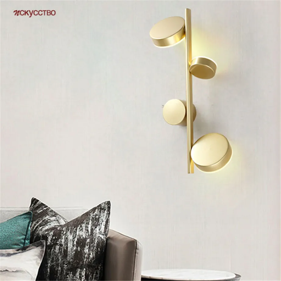 

Скандинавская Золотая настенная лампа с несколькими насадками и регулируемым углом, для коридора, кухни, столовой, декор Лофт, промышленный...