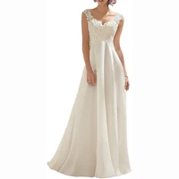 beach wedding dresses whitelvory chiffon lace appliques bridal gown backless vestido de noiva