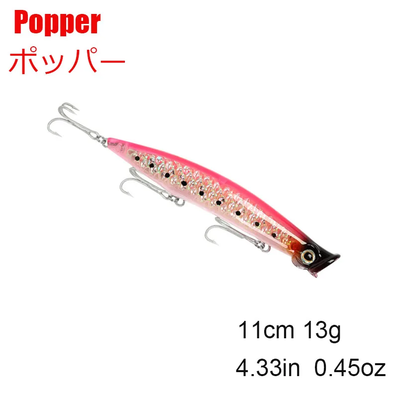 

Popper Fishing Lure Weights13G/11Cm Crankbait Fishing Wobblers 3D Eyes Artificial Hard Pesca Bass Tackle Poppers Topwater Lure