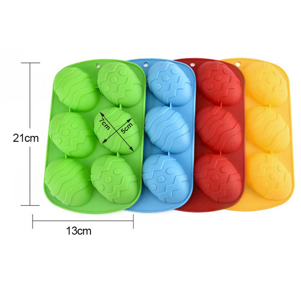 

6 Cavity Easter Egg Shaped Silicone Mold 3D Cake Chocolate Mould Baking Pan Diy Soap Ice Maker Kitchen Tool