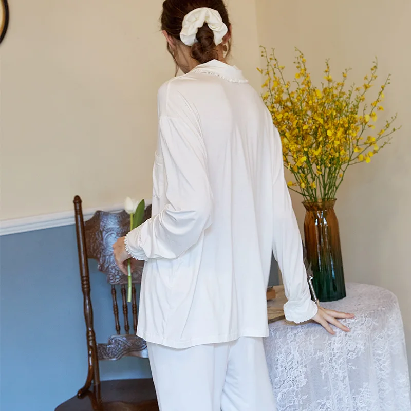 

Pyjama Cotton Sleepwear Women Pijamas Autumn White Loose Pijama Women Comfortable Pajamas Long Leeve