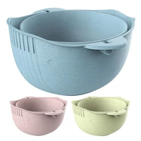2 in 1 kitchen strainercolander double drain basket for fruits vegetable cleaning washing mixing