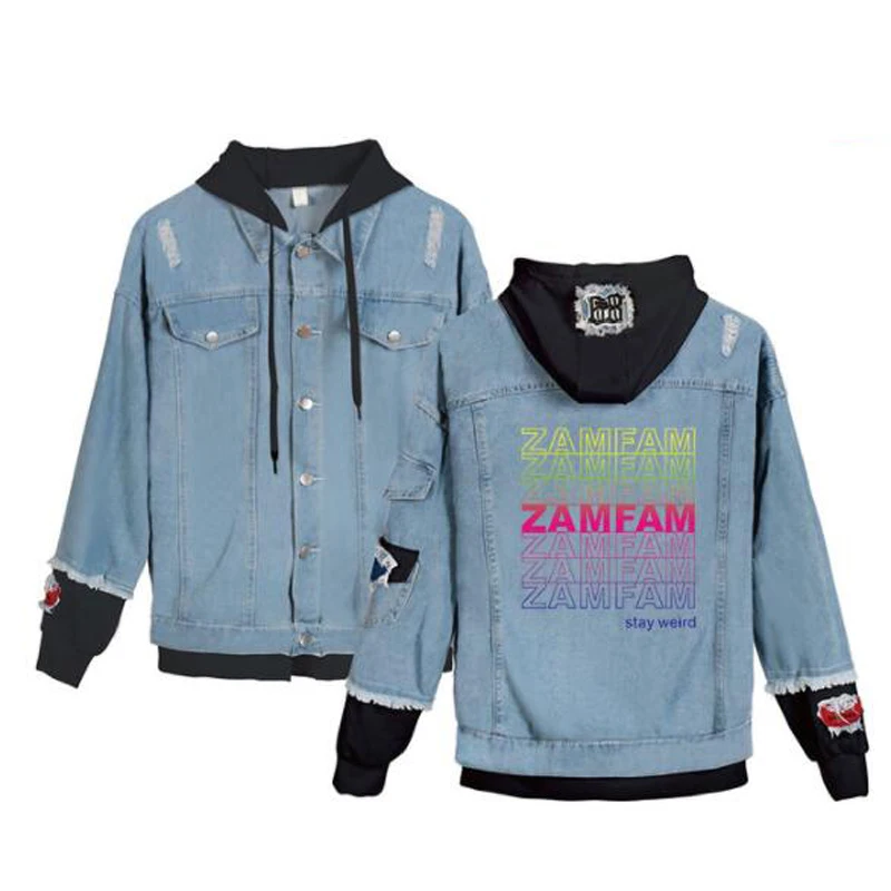

Rebecca Zamolo Hooded Denim Jacket for Women Casual BF Jeans Jacket Patchwork Harajuku Coat Female Loose Streetwear Basic Coats