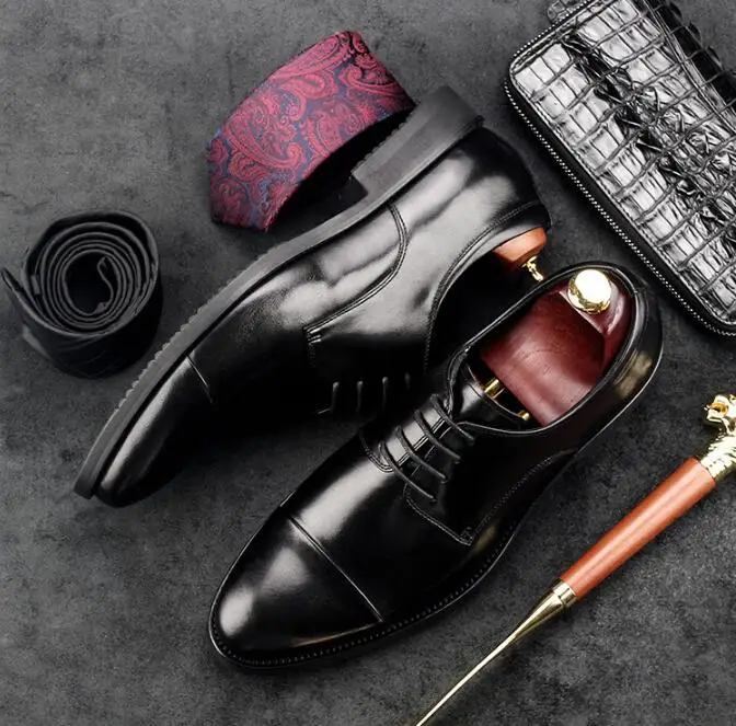 Высококачественные модельные туфли из коровьей кожи Деловые свадебные на