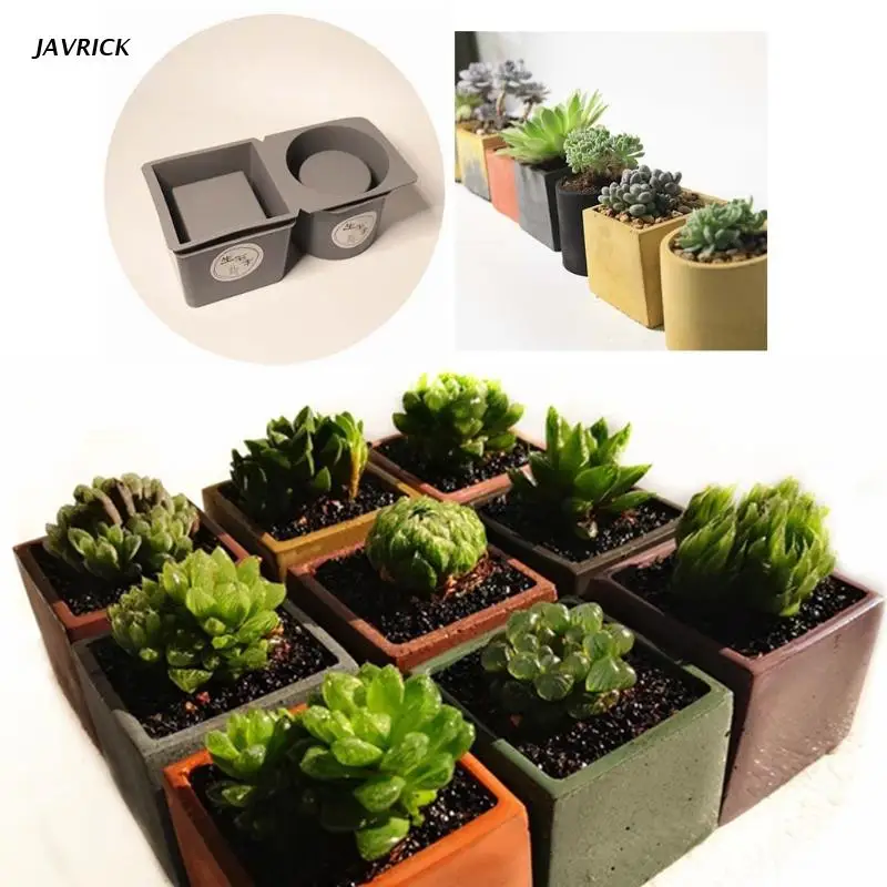 

DIY Crafts Casting Tool Square Round Concrete Flower Pot Tray Silicone Mould Planter Epoxy Resin Mold