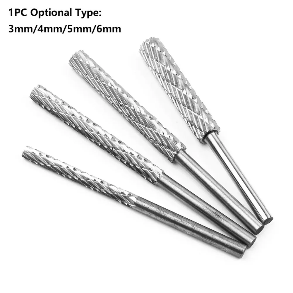 

1PC 3mm Shank High Speed Steel Rotary Burr Cutter Edge Diameter 3/4/5/6mm Plastic Wood Carving Grinding Aluminum Rotary File