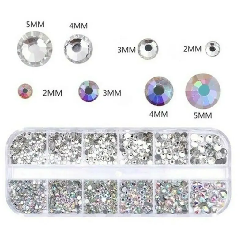 12 boxes/boxes DIY crystal rhinestone jewelry glass 3D glitter diamond gem nail art decoration | Красота и здоровье