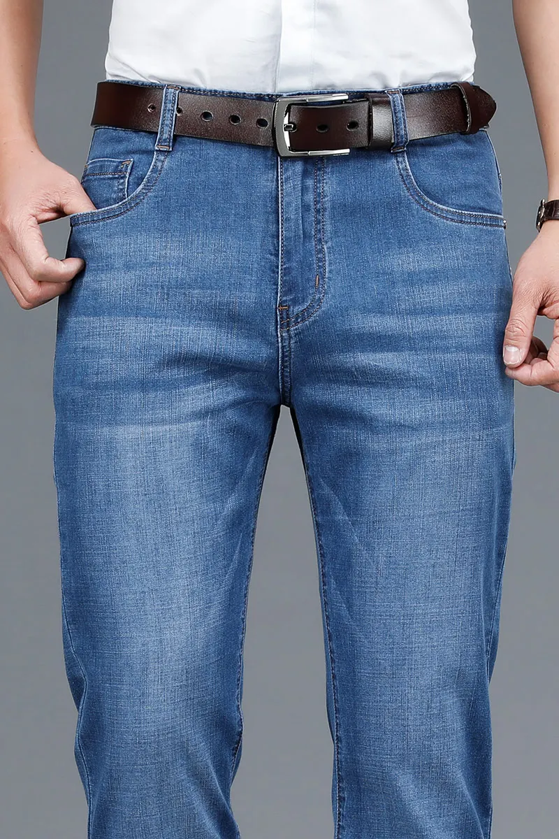 

2021 New Men Business Style Slim fit Straight Jeans Fashion Classic Blue black male Stretch Casual denim trousers Plus Size 42
