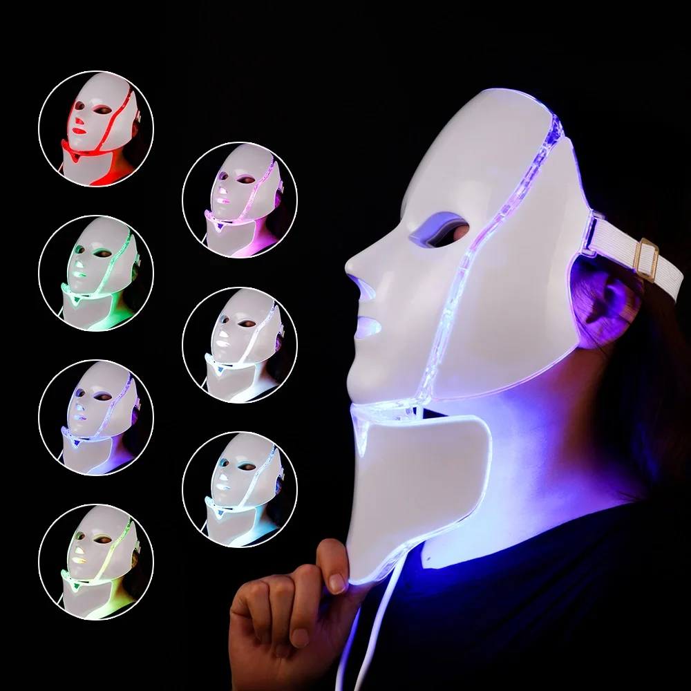 LISM 7 цветов Светодиодная маска для лица тушь ресниц с шеей Led Fototerapia Macka светильник