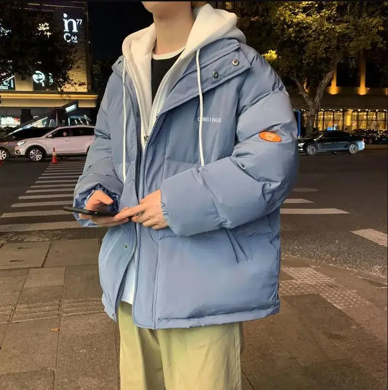 

Искусственный двухкомпонентный хлопковый мужской зимний пуховик, плотная дизайнерская корейская модная куртка, уличная одежда