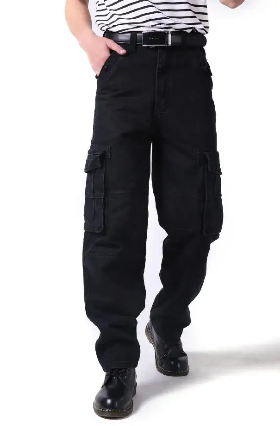 Men Jeans Multi-Pocket Cargo Jeans Hip-hop Denim Pants Men's Large Pocket Denim Trousers Increase Men Casual Skate Jeans