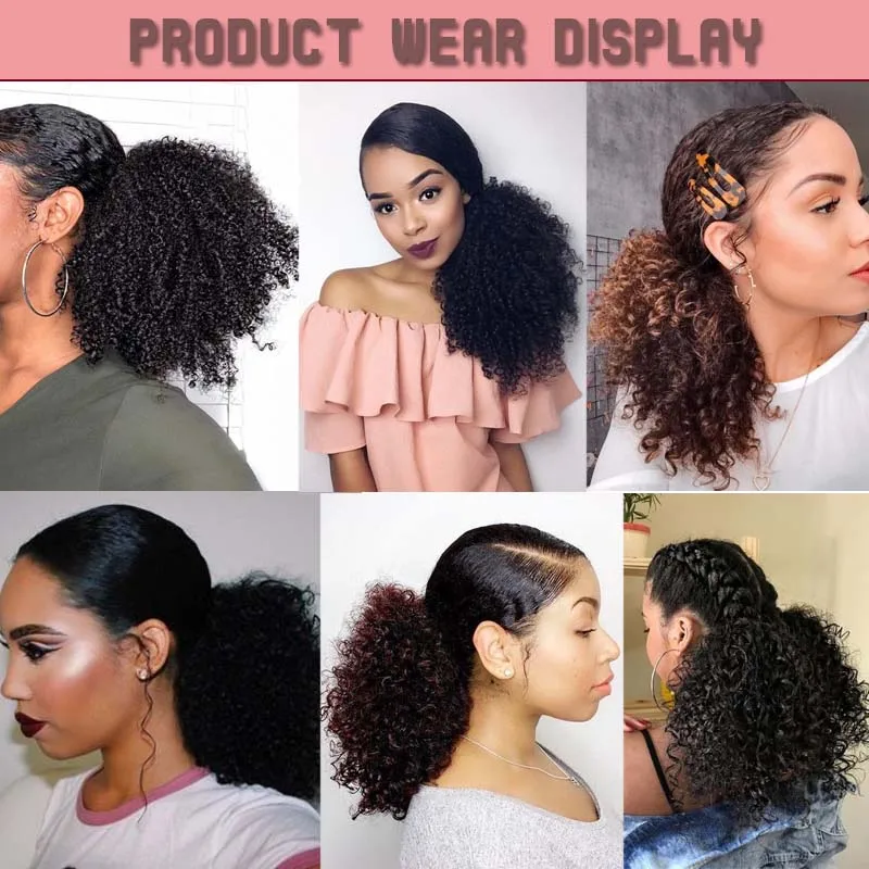 AILIADE афро кудрявые накладные волосы на шнурке афроамериканский хвост короткий