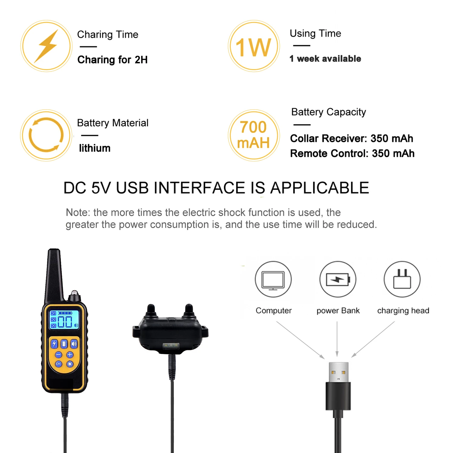 

Dog Training Collar Electric Dog Shock Collar Waterproof Rechargeable No Harm Fast Training Effect For Small Medium Large Dogs