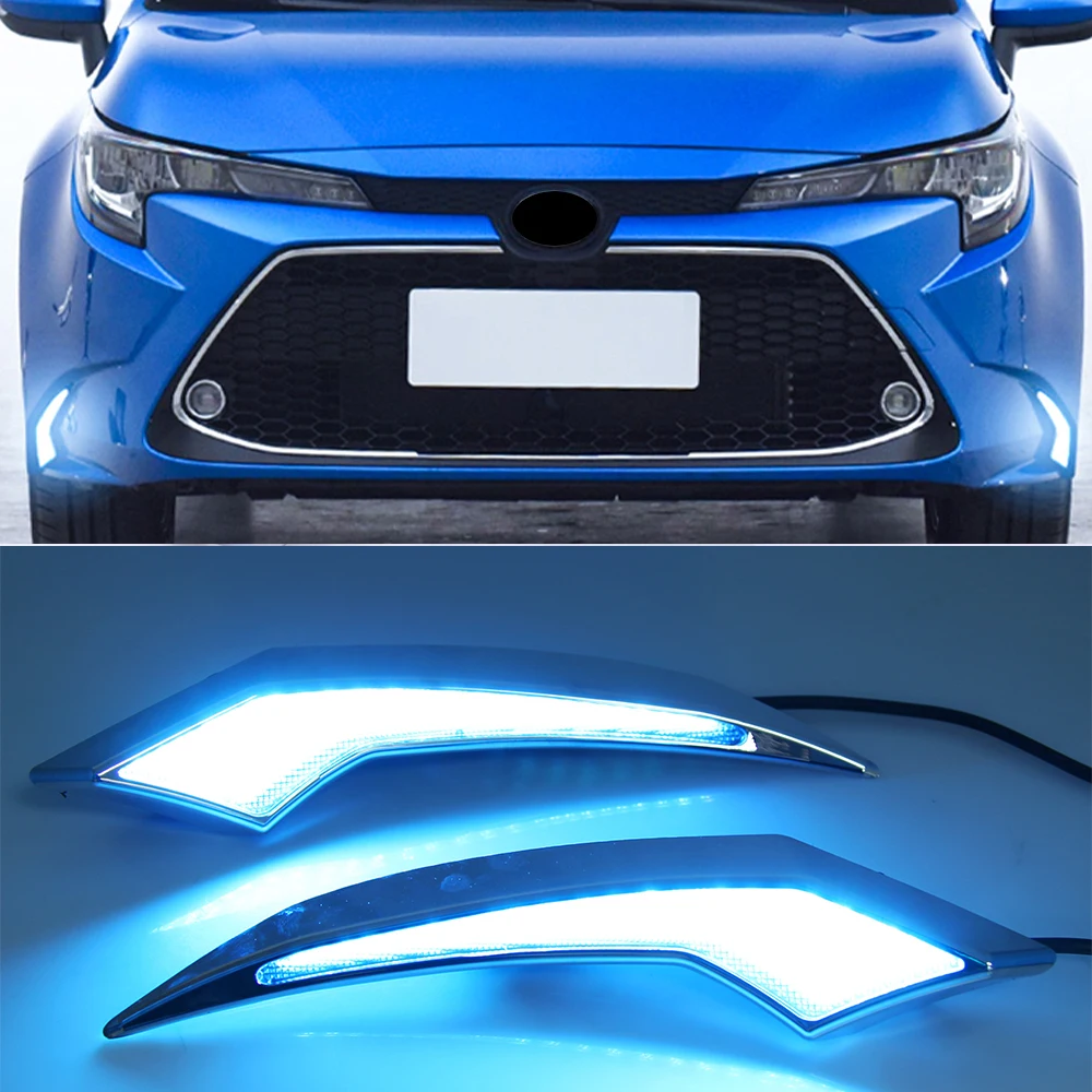 2Pcs US Dynamic Yellow Turn Signal 12V Car DRL Lamp LED Daytime Running Light Fog For Toyota Corolla Hybrid 2019 2020 | Автомобили и
