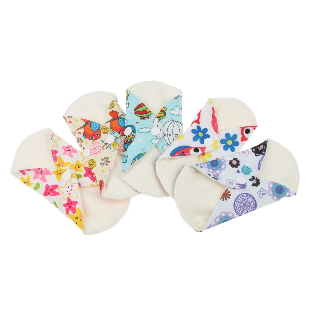 

5 Pieces Women's Cotton Sanitary Napkins Mama Cloth Panty Liner Anti