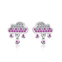 womens fashion creative gradient color cloud rain stud earrings micro crystal pave tiny minimal earring piercing accessory gift