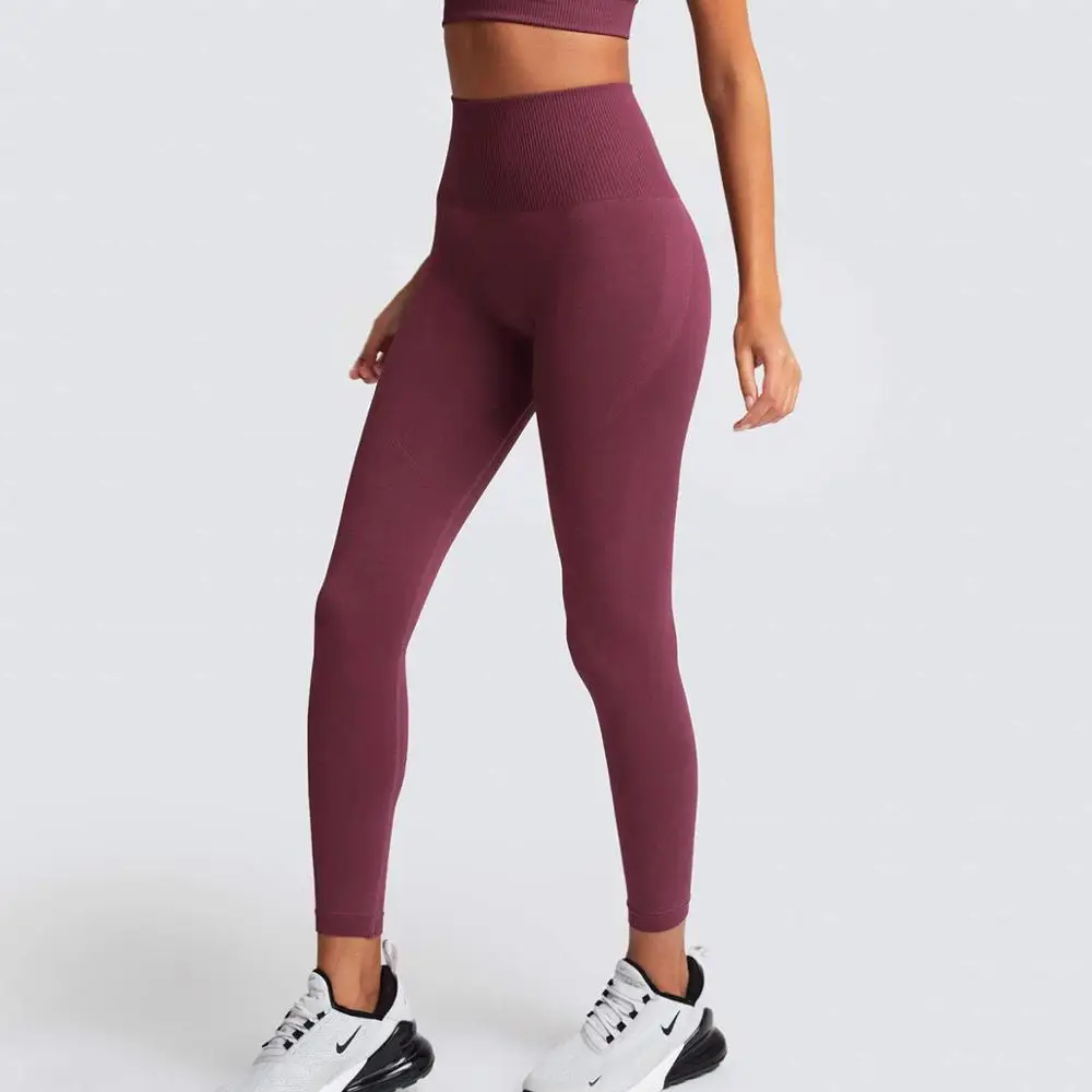 Legging de Cintura Controle da Barriga sem Costura Calças de Treino Levantamento de Quadril Alta Fitness Energia Ginásio Corrida Activewear