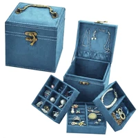 80 hot sales vintage three layers tote jewelry box organizer display storage case with lock