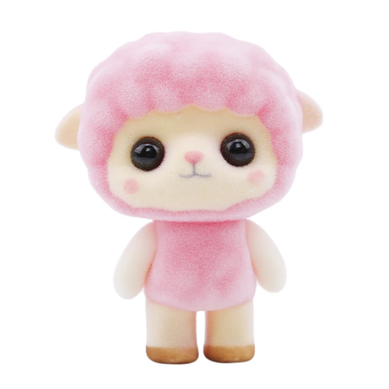 Маленькие Каваи ПВХ флокированные куклы пушистые Овцы мини животные игрушки для