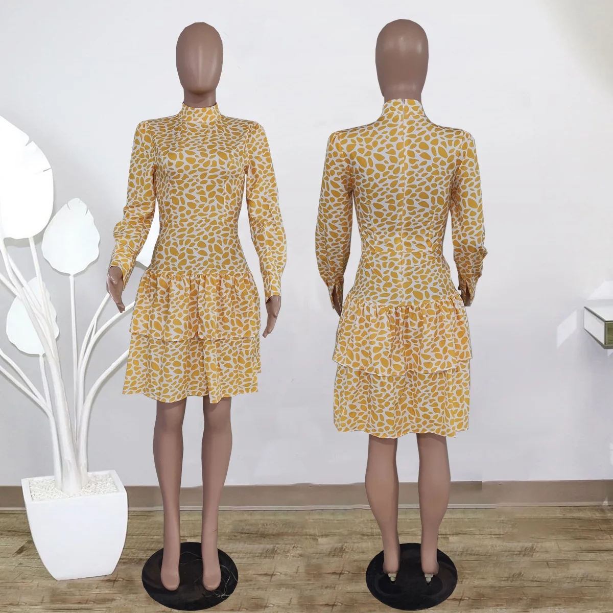 

African Dresses for Women 2021 Summer African Women Printing Long Sleeve Dress African Clothing African Clothes for Women