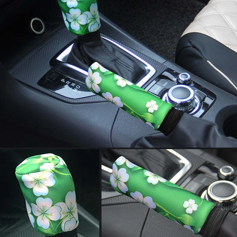 

Gear Shift Knob Cover / Handbrake Cover Sunflower Pattern Anti-Slip Universal Case Sleeve Hand Protect Car Interior Accessiores