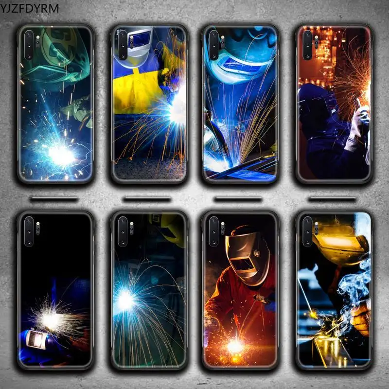 

Welder Welding Hot Metal Worker Phone Case For Samsung Galaxy Note20 ultra 7 8 9 10 Plus lite J7 J8 Plus 2018 Prime M21
