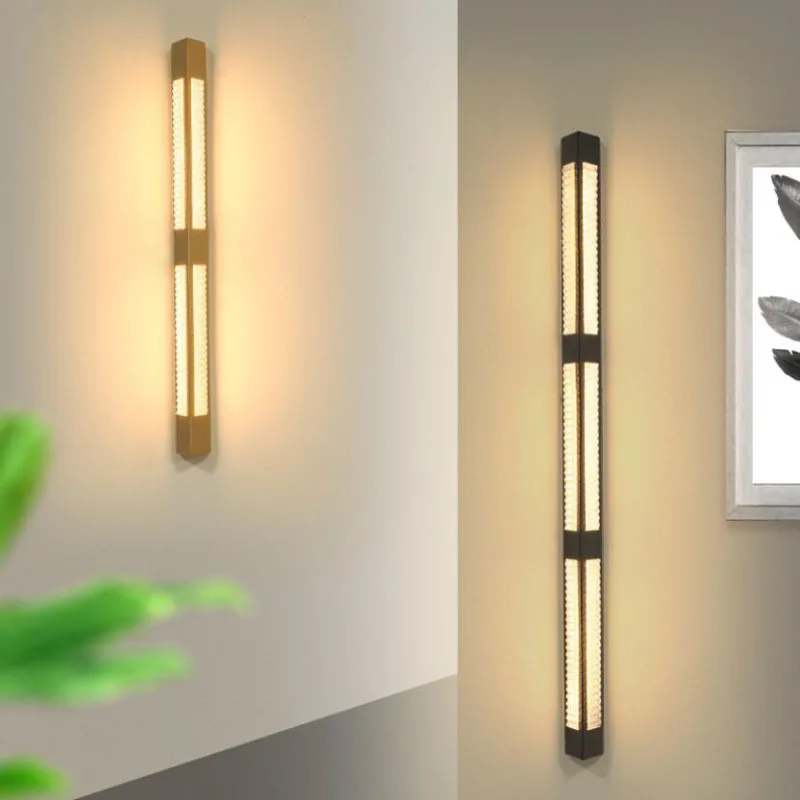 

Modern Long LED Wall Lamps For Bedroom Dining Room Kitchen Bedside TV Background Creative Black/Gold Indoor Home Lights