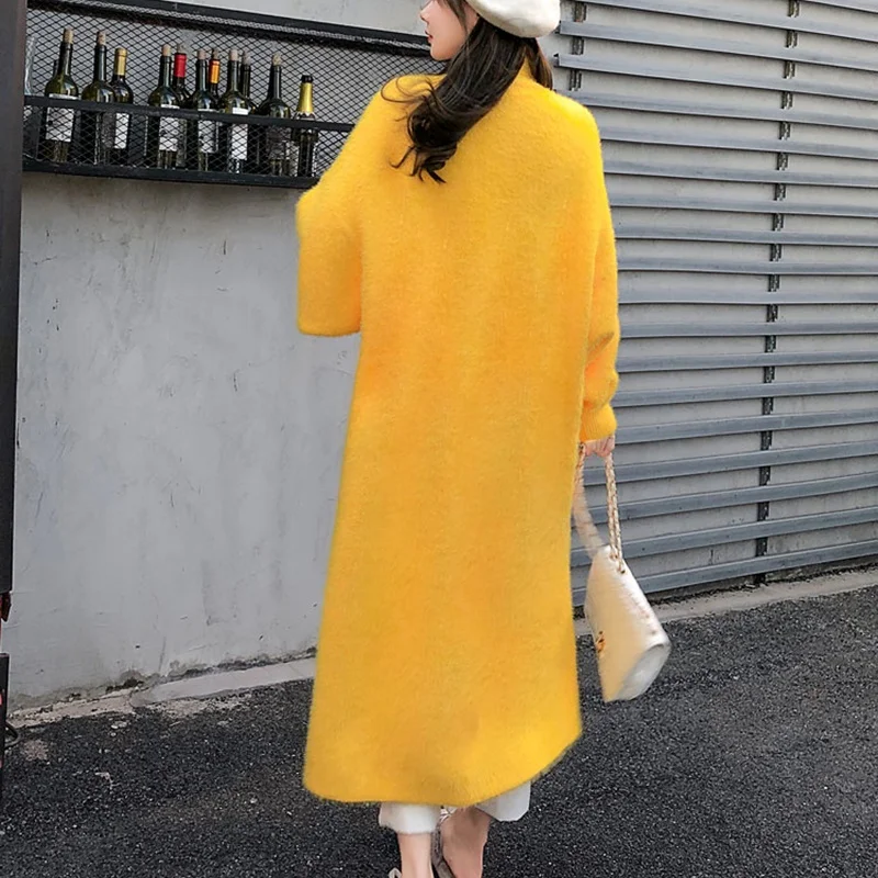 2020 Autumn New Cardigan Sweater Lantern Sleeve Loose Plus-Sized Casual Sweat Oversize Femme Long Coat Womens Sweater AA5518