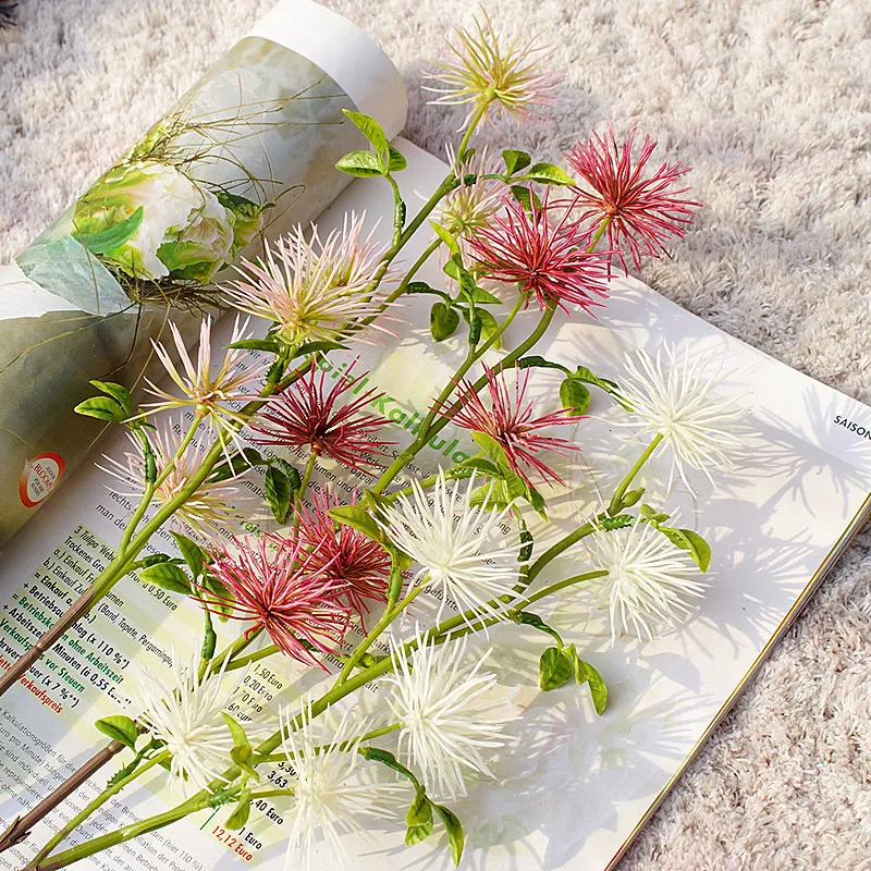 Искусственные цветы 1 шт. пластиковые с 6 головками | Дом и сад