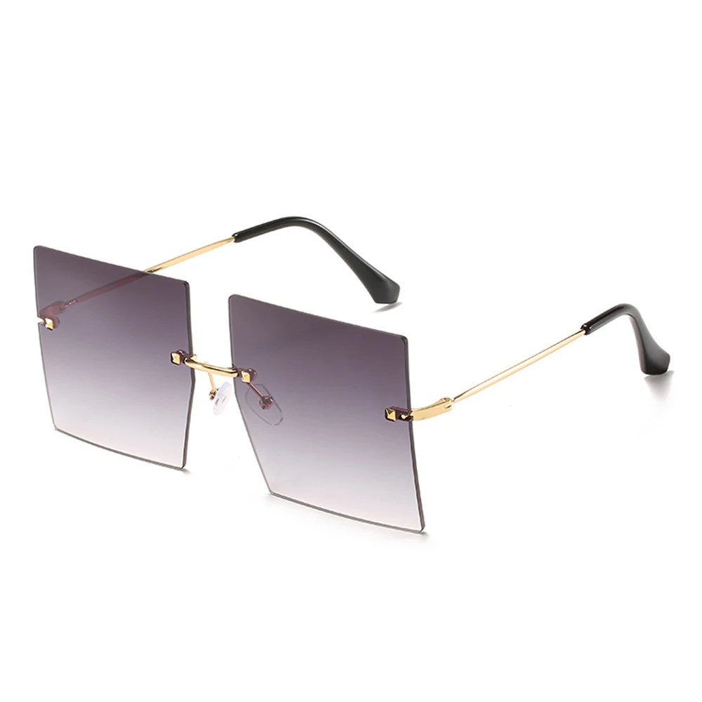 

Oversized Brown Sunglasses 2020 Fashion Rimless Square Woman Sun Glasses Vintage Luxury Brand Eyewear Big Red Eyewear Shades UV