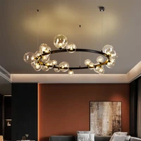 ring chandelier deco design branching bubbles suspension luminaire postmodern lamp for dinning room black and gold chandelier