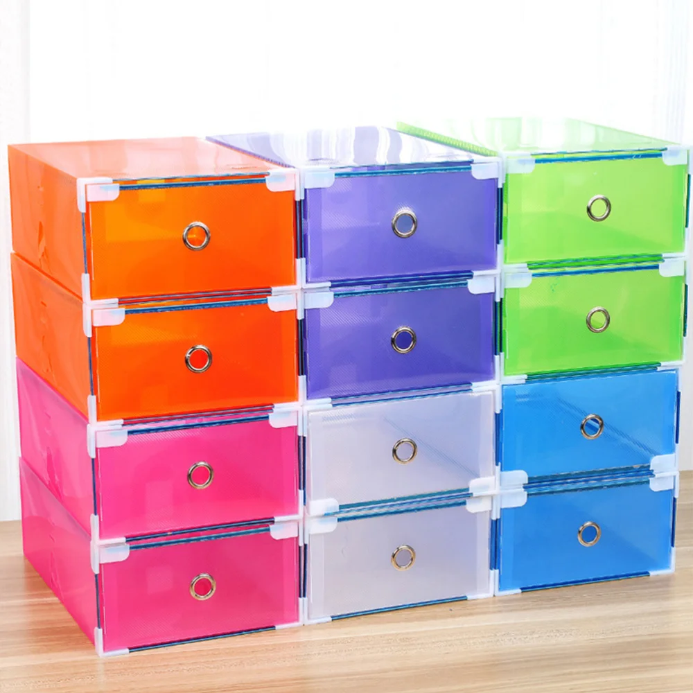 

6pcs Shoes Cases Translucent Drawer Type Shoes Storage Box Shoebox for (White)