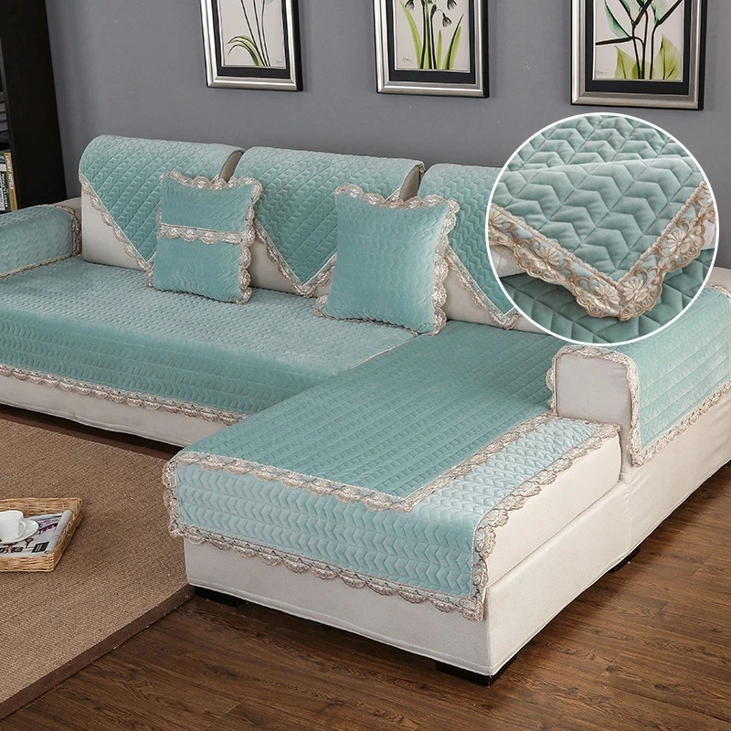 Европейский плюшевый чехол для диванной подушки всесезонный кружевной