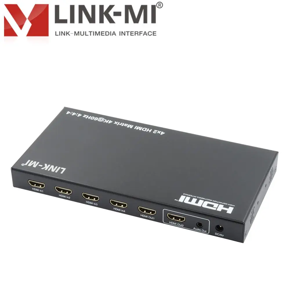 LINK-MI 4x2 HDMI2.0 поддержка матрицы 4K @ 60 Гц YUV4:4:4, 18 Гбитс, HDCP2.2 UHD матричный переключатель 4 в 2 с аудио (art.: 3a3583fdb7a) - 3a3583fdb7a