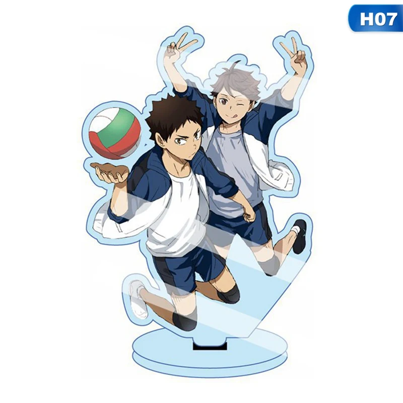 

15cm Anime Haikyuu!! Hinata Kageyama Tsukishima Sugawara Acrylic Figures Model Stand Plate Holder Topper Desk Decor