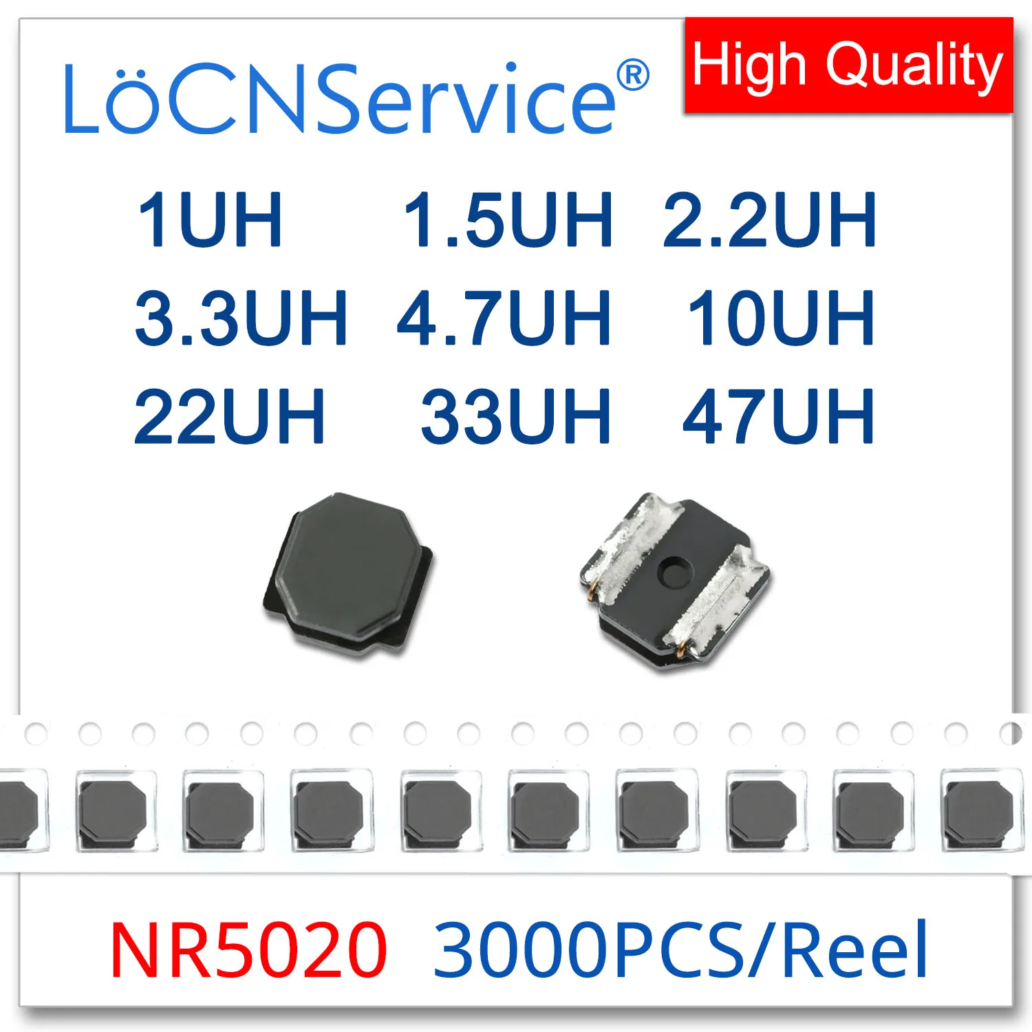 LoCNService 3000 шт. NR5020 1UH 1.5UH 2.2UH 3.3UH 4.7UH 10UH 22UH 33UH 47UH 5,0*5,0*2, Индукторы Мощности поверхностного монтажа, высокое качество