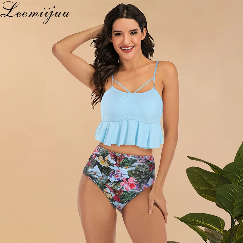 

LEEMIIJUU NEW Sexy Bikinis Ruffled Women Swimsuit Push Up Swimwear Brazilian Bikini Set Beach Bathing Suit Swim Wear Biquini