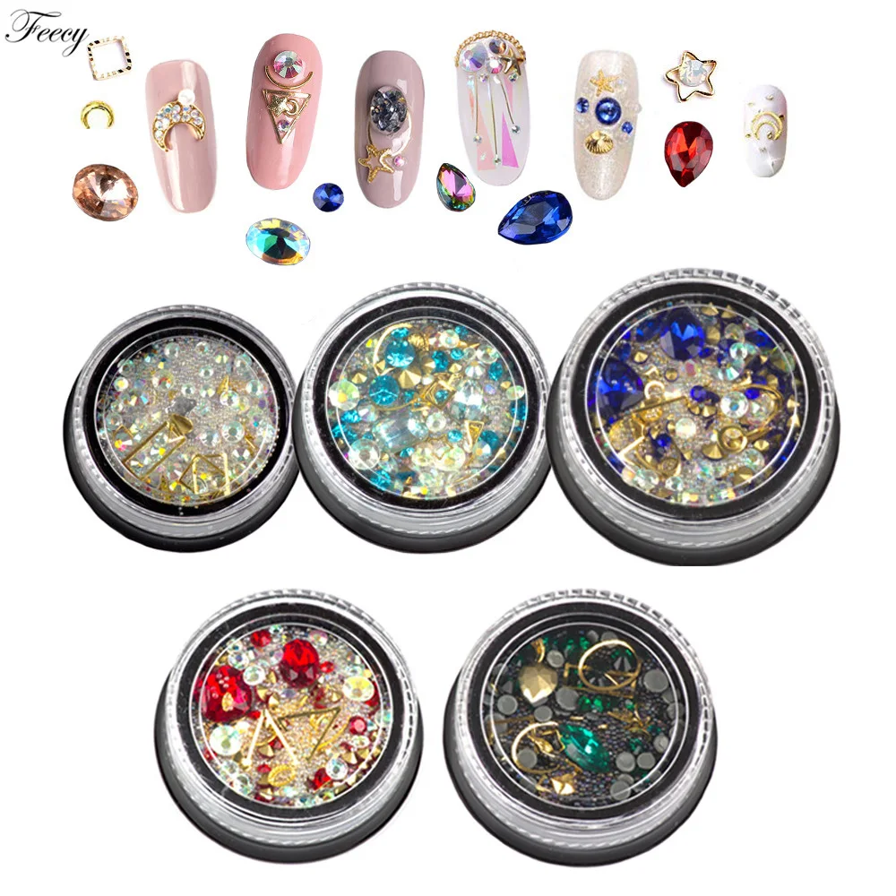

Colorful Mixed 3D Rhinestones For Nails Diamonds Crystals Beads Gems Glitter Nail Art Decorations Accessories DIY Nail Stones