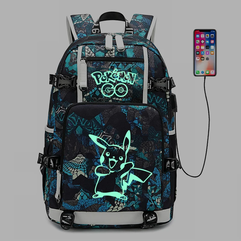 YHL-PIKACHU Рюкзак Pokemon Pikachu светящаяся школьная сумка дорожные сумки студенческий рюкзак, сумка через плечо с usb зарядкой рюкзак для ноутбука - Цвет: YHL-PIKACHU
