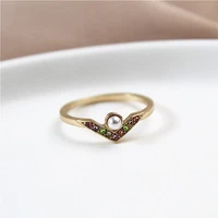 v form of new style color crystal of japan and south korea contracted fashionable female ring