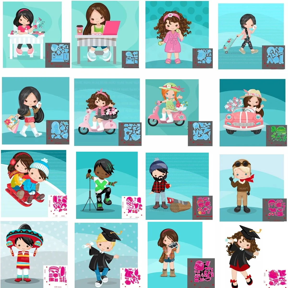 Металлическая вырубка для девочек и мальчиков декоративные бумажные карточки